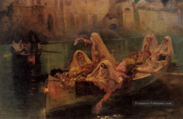 Les Harem Boats Arabe Frederick Arthur Bridgman Peinture à l'huile